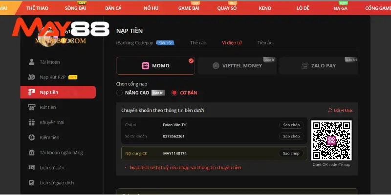 Nạp tiền qua điện tử đang được áp dụng phổ biến